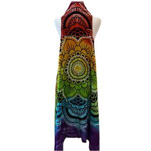 Tie Dye Batik Duster Vest Midi Boho Festival Hippie Sequined One Size Fairy